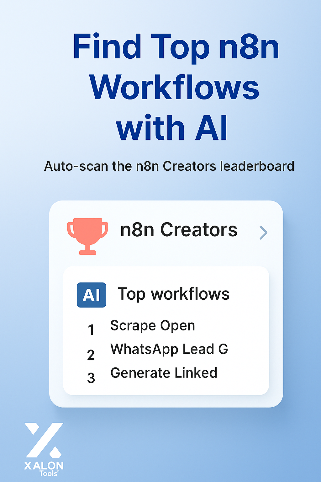 AI Agent for n8n Creators Leaderboard Find Popular Workflows