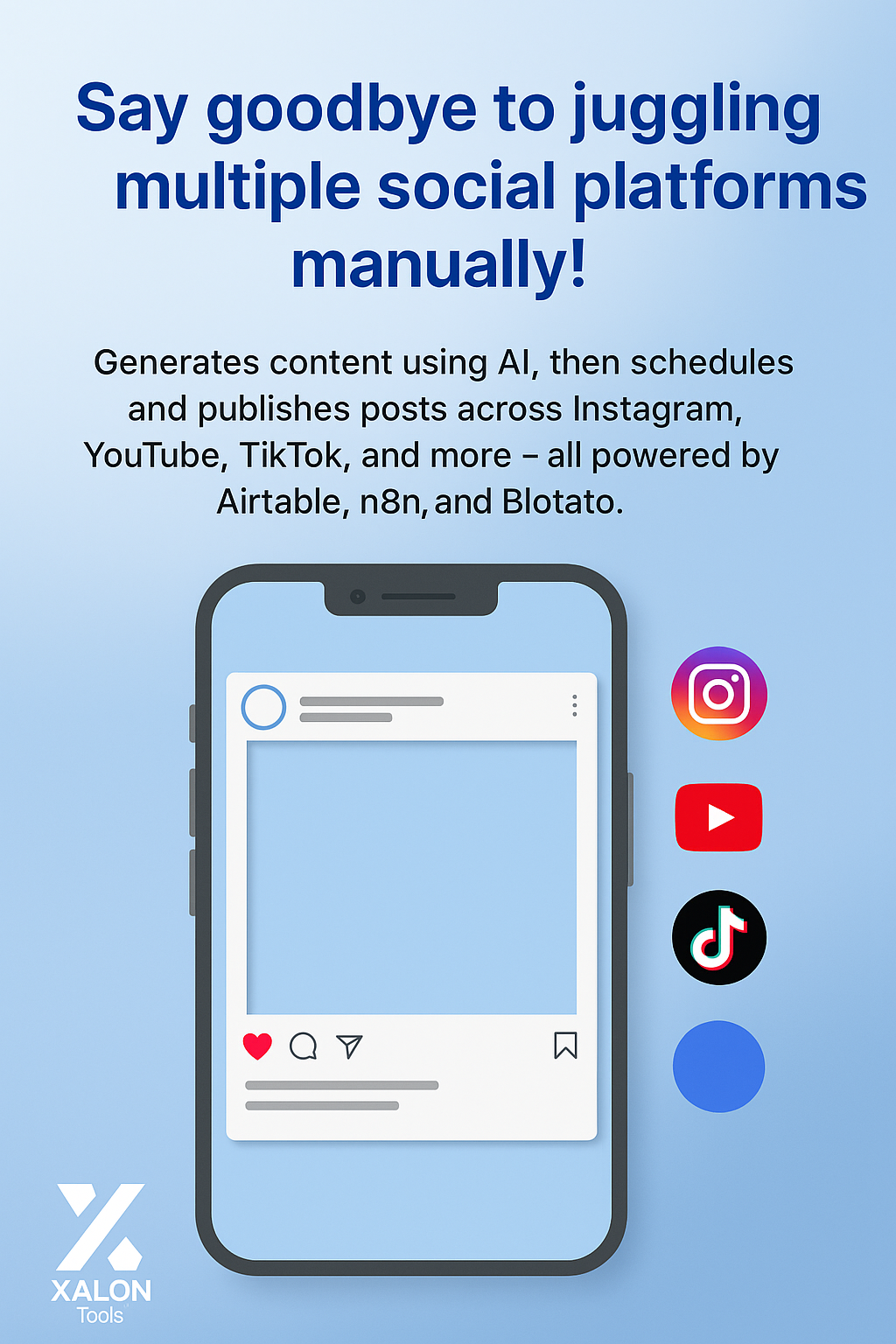 Multi-Platform Social Media Publisher with Blotato, GPT-4 Mini & Airtable