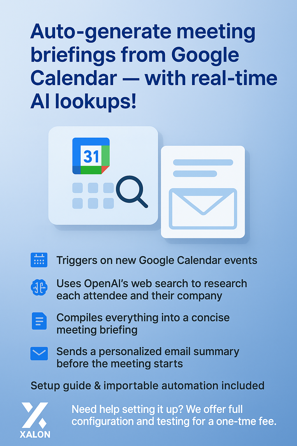 Auto‑generate meeting attendee research with GPT‑4o, Google Calendar and Gmail