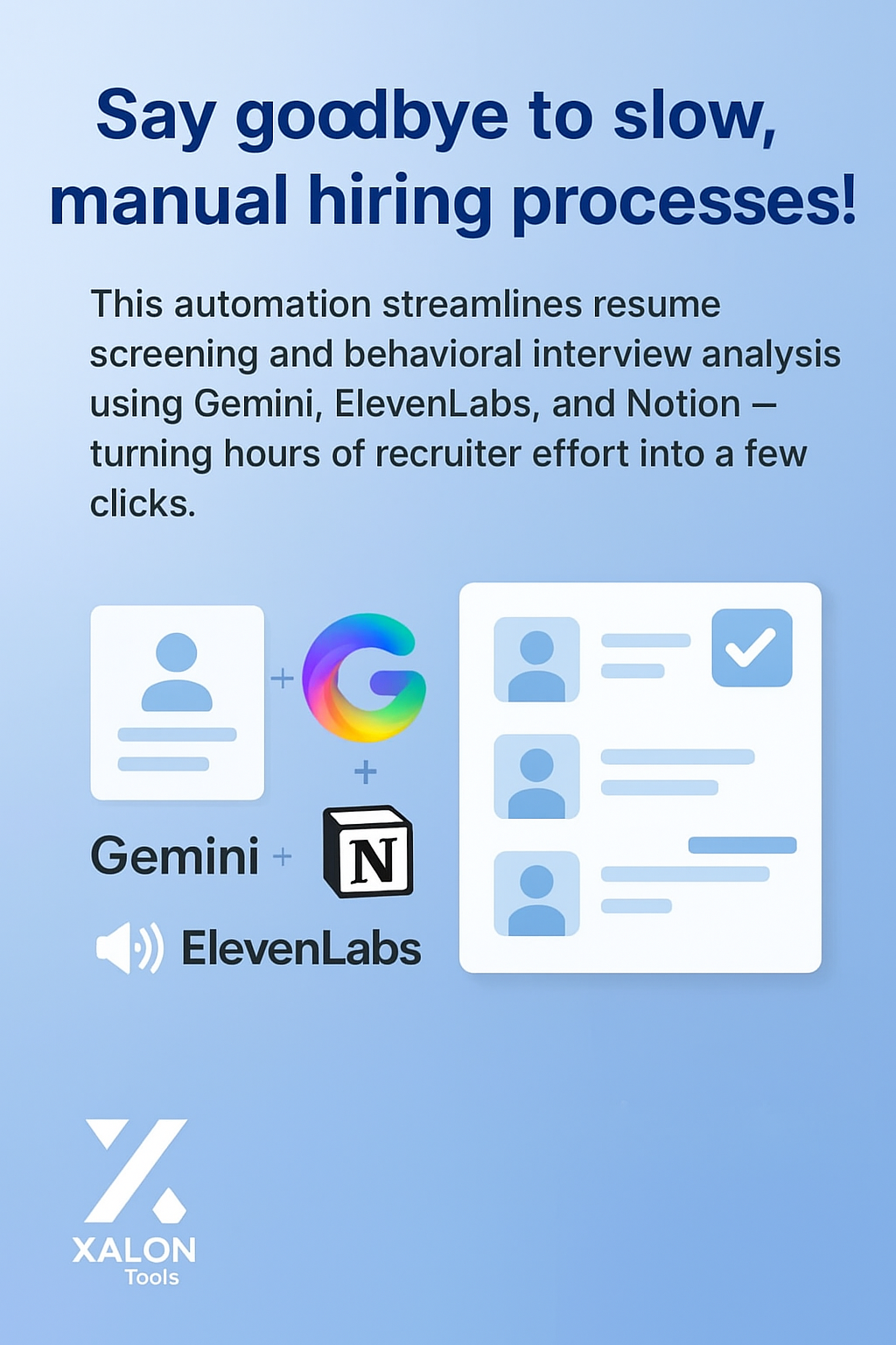 Resume screening and behavioral interviews with Gemini, ElevenLabs and Notion ATS