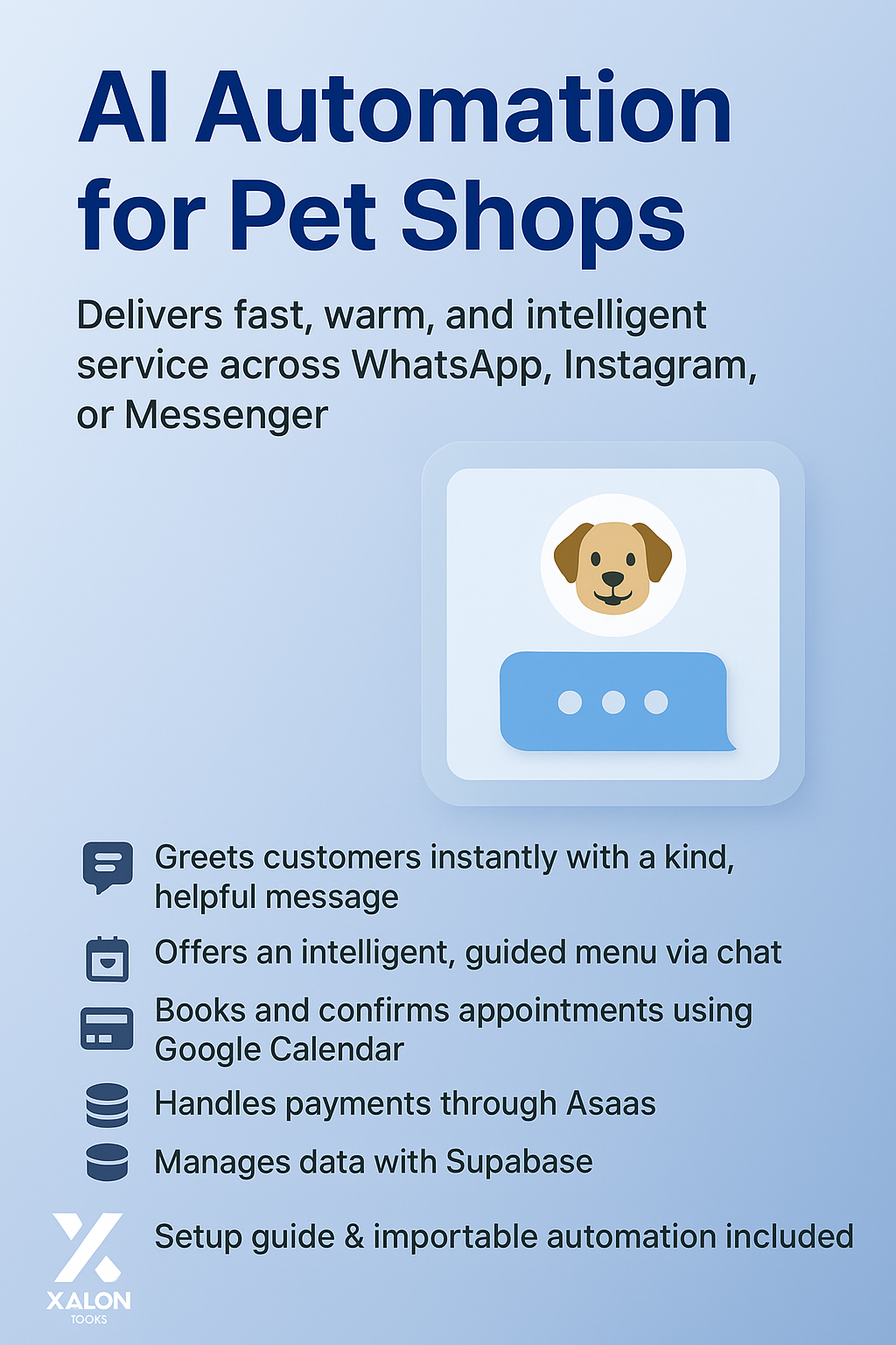 AI petshop assistant with GPT‑4o, Google Calendar and WhatsApp/Instagram/Facebook