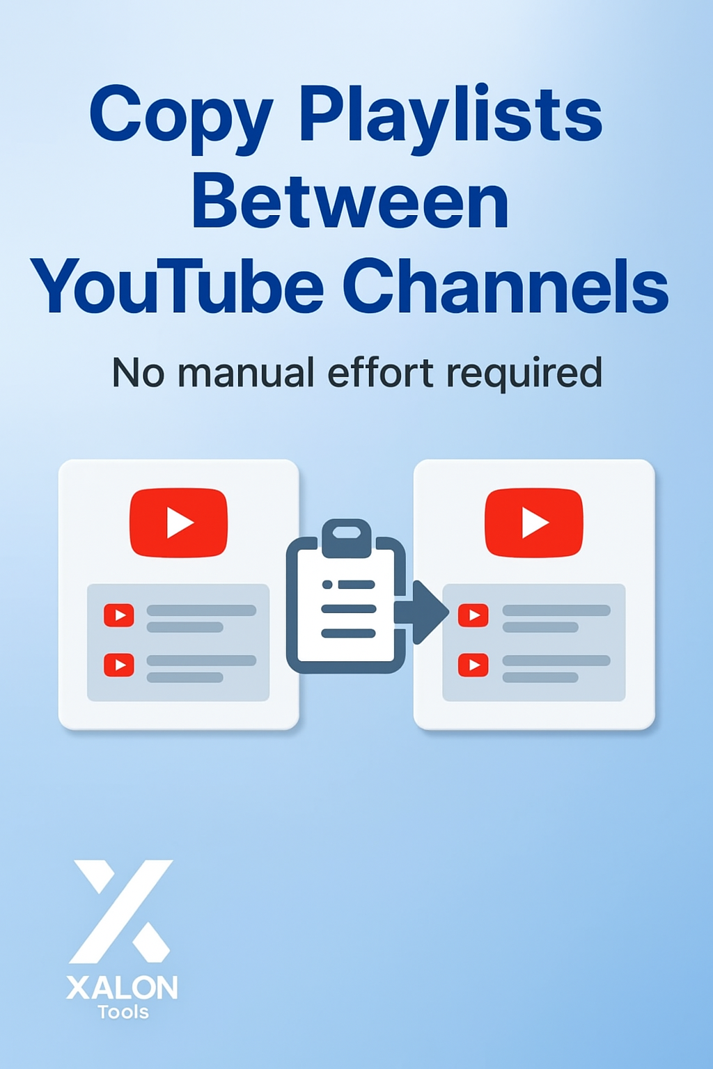 Copy all YouTube playlists from one channel to another